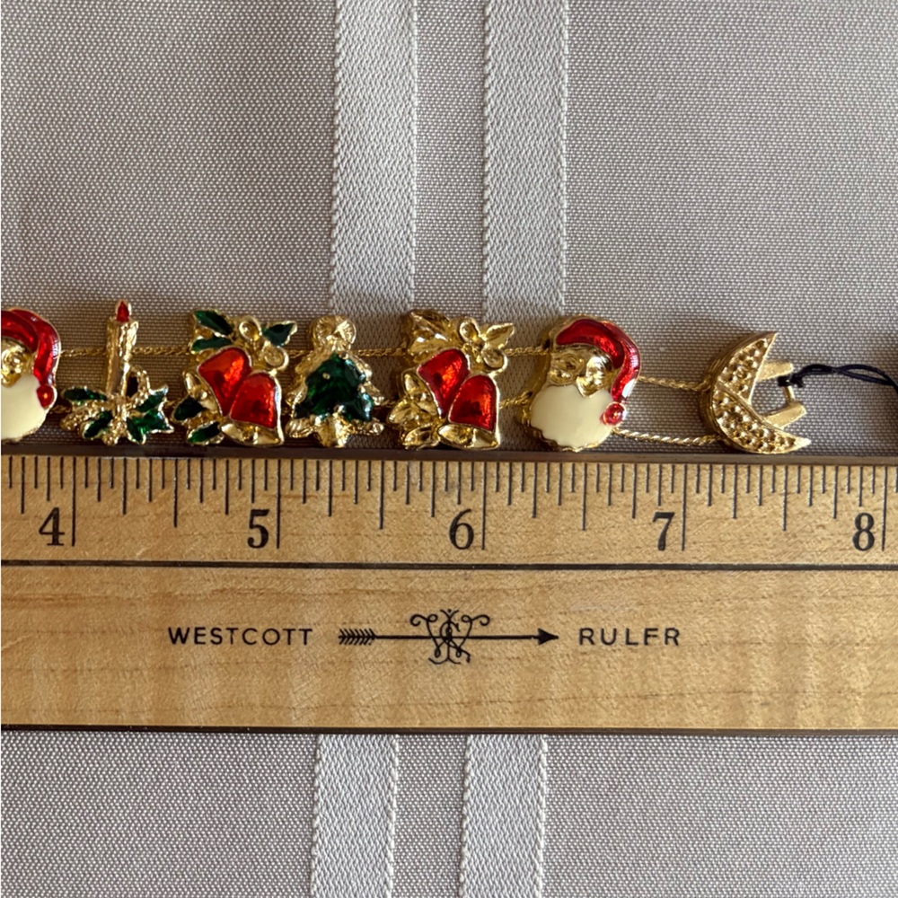 NWT Dunbar Slider Bracelet Christmas Charm Bracelet Vintage 1980s 80s Retro - Picture 12 of 15